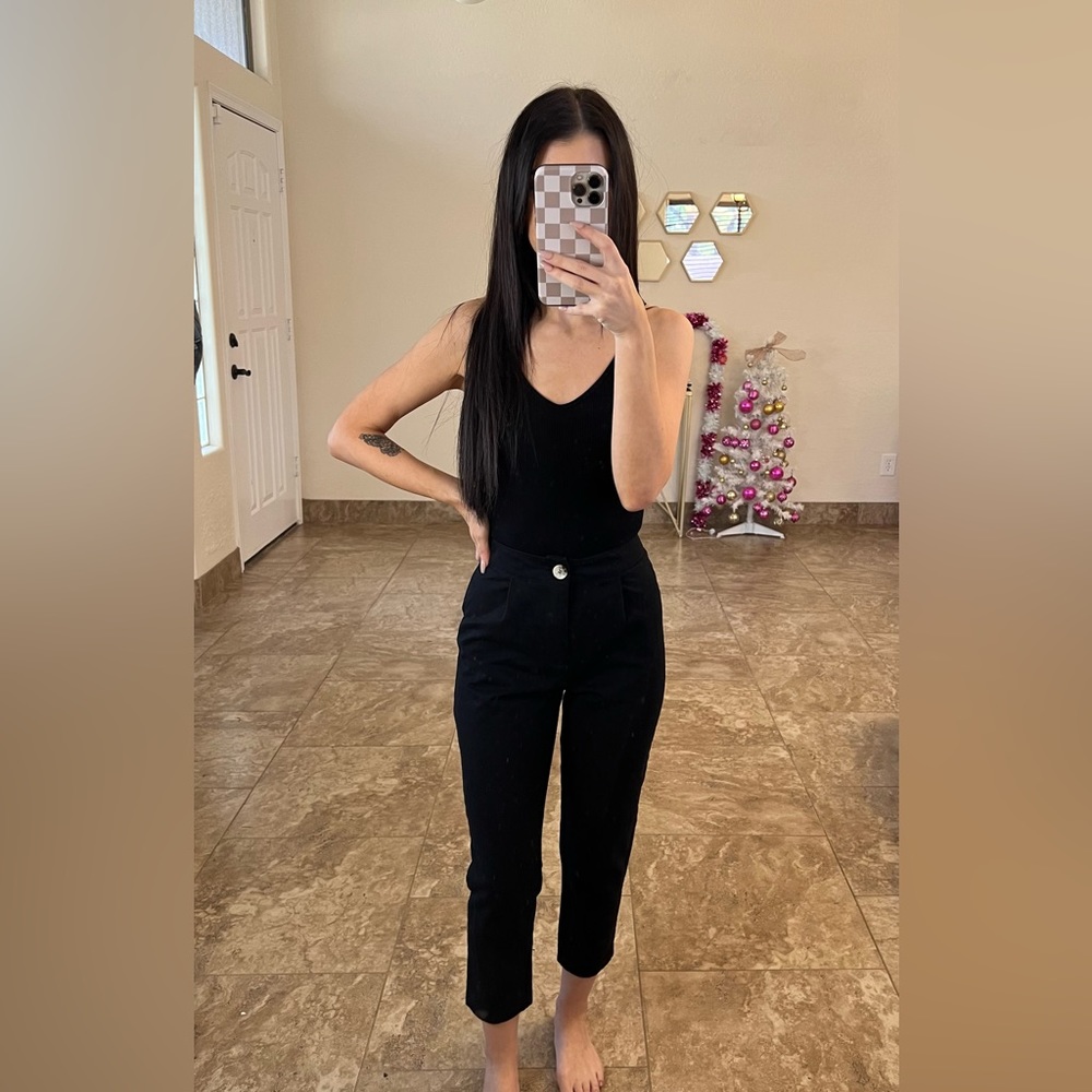 Black Fold Pleated Pants